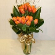 20 Orange Tulips with vase